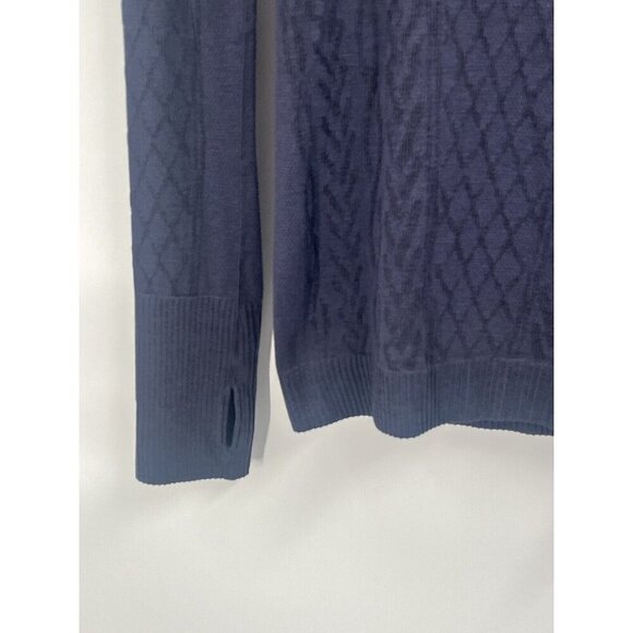 Lululemon Rest Less Pullover Navy Blue Textured Baselayer thumbholes long sleeve - Picture 4 of 6